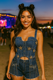 Rhinestones Denim